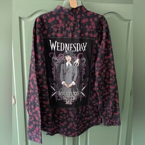 WEDNESDAY ADDAMS Upcycled FLORAL Shirt Hand Crafted